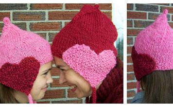 Matching Hearts Hat Free Knitting Pattern