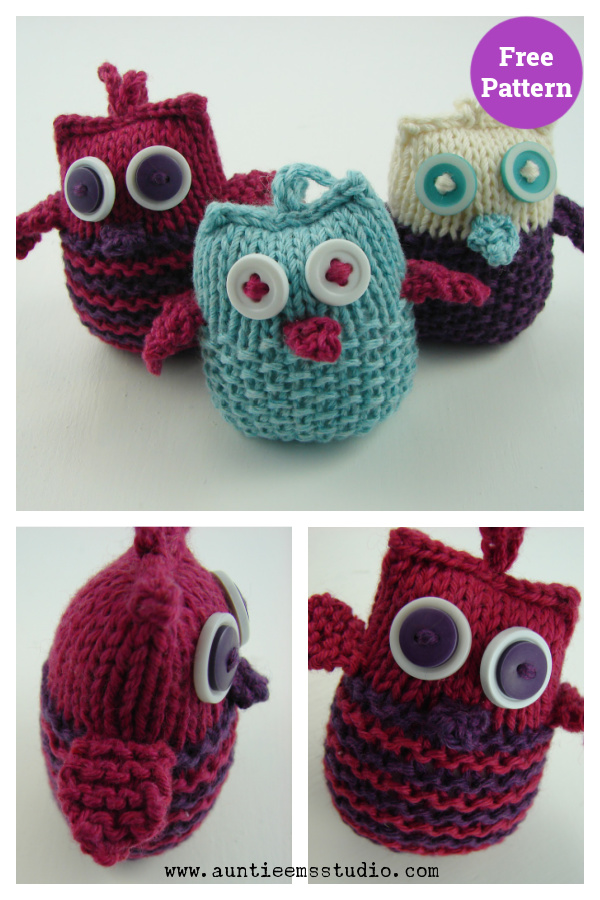 Owl Ornaments Free Knitting Pattern 