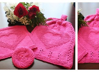 Two Hearts as One Kitchen Hanging Hand Towel Free Knitting Pattern