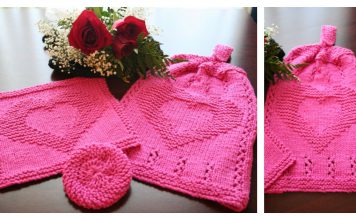 Two Hearts as One Kitchen Hanging Hand Towel Free Knitting Pattern