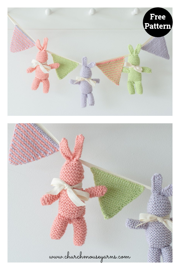 Baby Bunny and Bunting Free Knitting Pattern