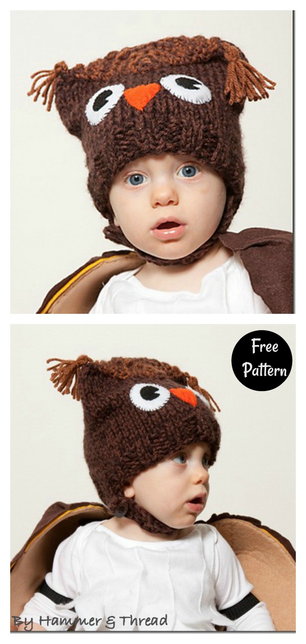 Cute Owl Baby Hat Free Knitting Pattern and Video Tutorial