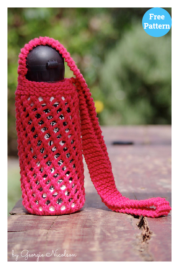 Bishi Water Bottle Carrier Free Knitting Pattern