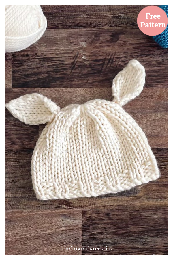 Bunny Ear Beanie Free Knitting Pattern