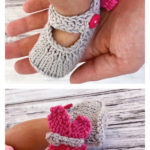 Butterfly Baby Mary Janes Booties Free Knitting Pattern