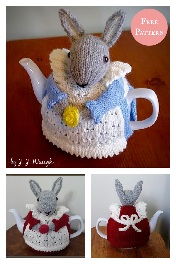 Mrs. Bunny Rabbit Tea Cozy Free Knitting Pattern 