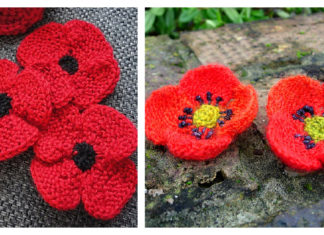 Poppy Flower Free Knitting Pattern