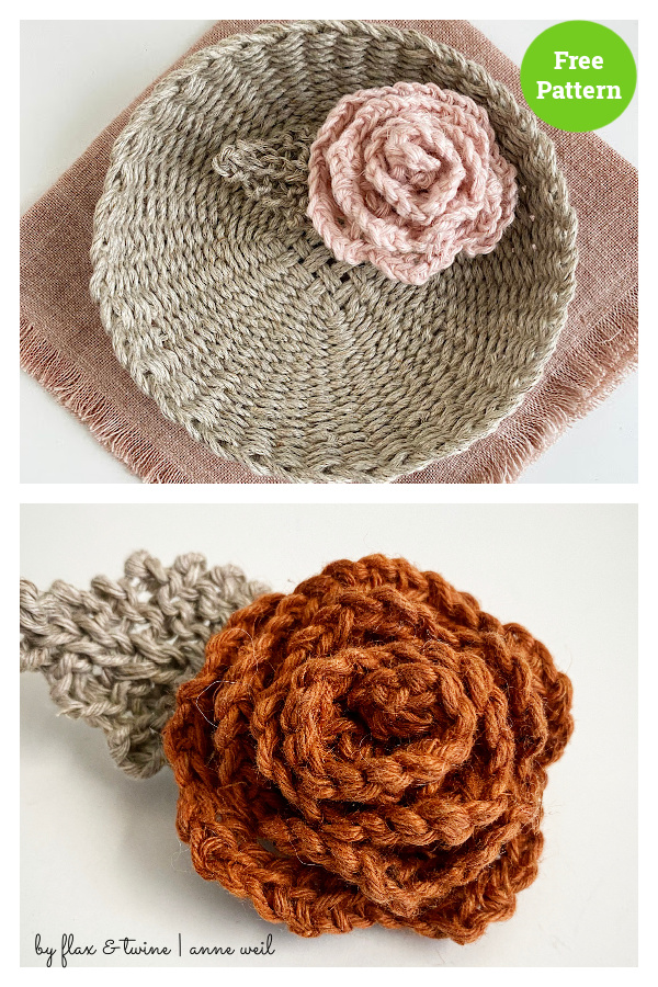 Roses Flower Free Knitting Pattern