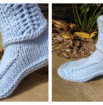 Slipper Boots with Lace Cuff Free Knitting Pattern