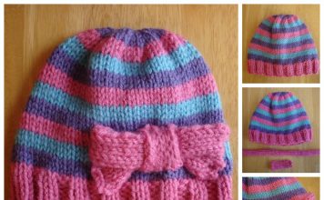 Super Pink Toddler Hat with Bow Free Knitting Pattern