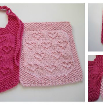 Sweet Heart Bib and Cloth Free Knitting Pattern