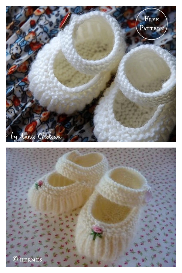 Mary Jane Baby Booties Free Knitting Pattern