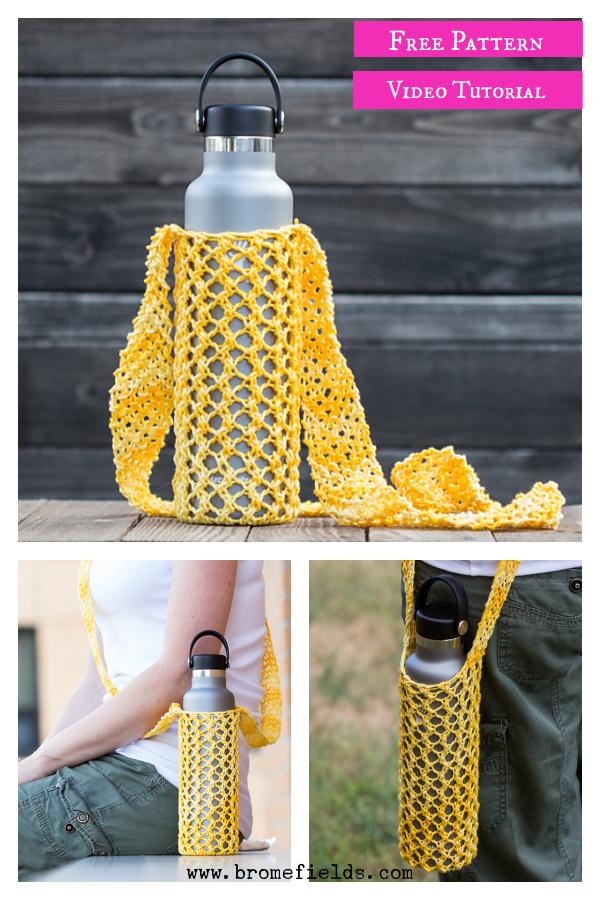 Water Bottle Holder Free Knitting Pattern and Video Tutorial