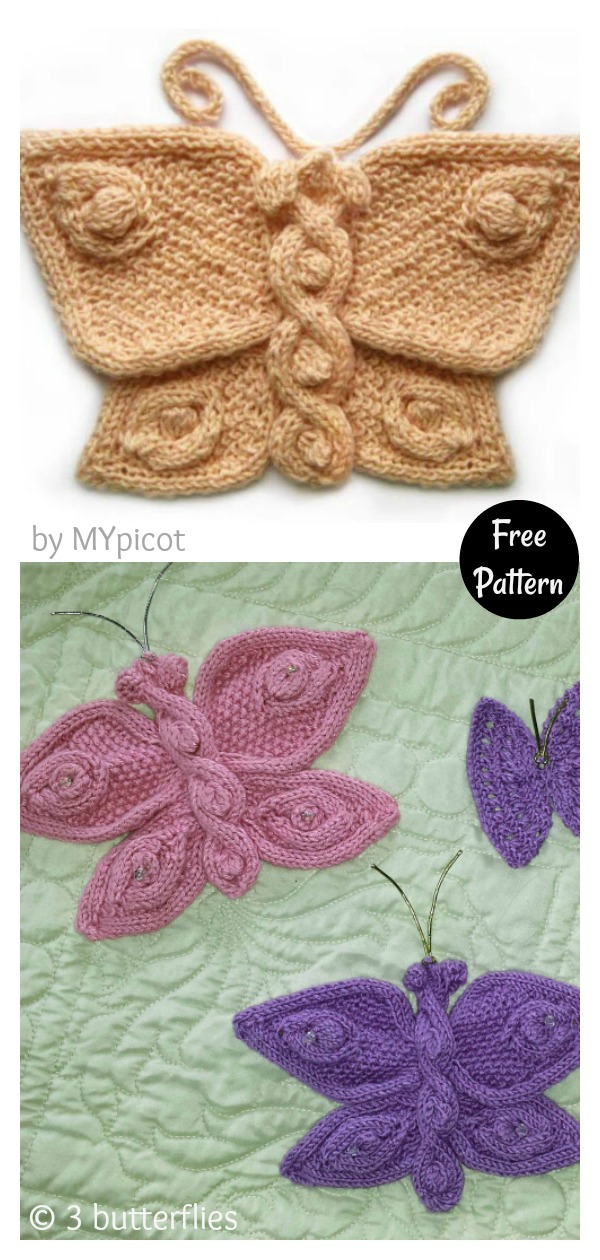 Butterfly Free Knitting Diagram