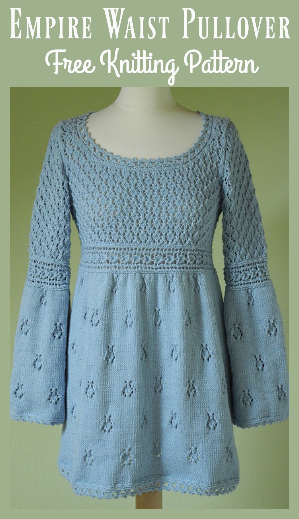 Empire Waist Pullover Sweater Free Knitting Pattern