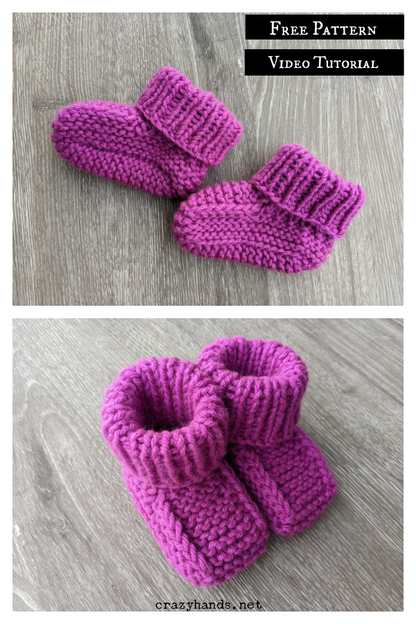 Newborn Baby Booties Free Knitting Pattern and Video Tutorial