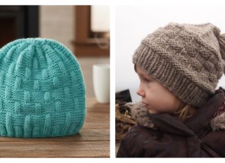 5 Basket Weave Hat Beanie Free Knitting Pattern