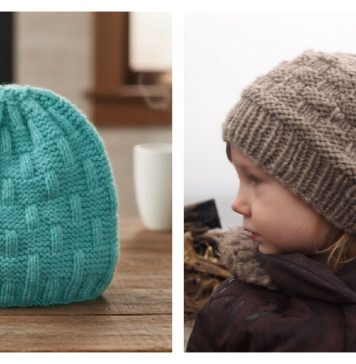 5 Basket Weave Hat Beanie Free Knitting Pattern