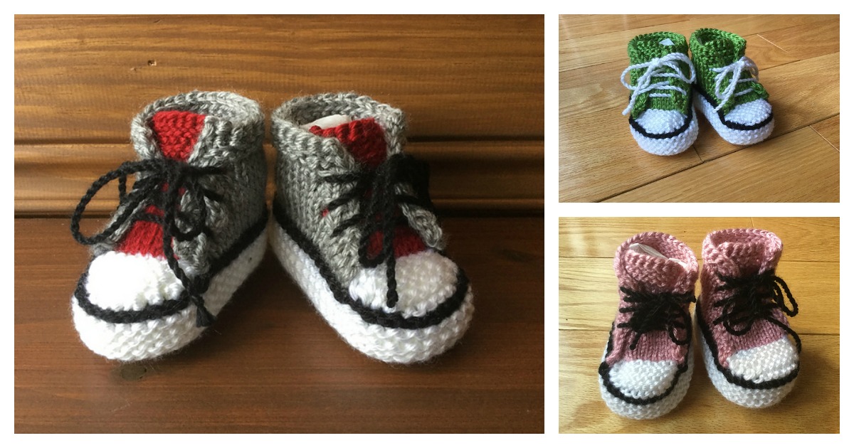 odio Sencillez repentinamente Baby Converse Booties Free Knitting Pattern