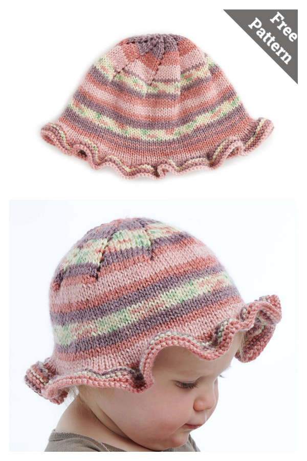 Ruffle Baby Hat Free Knitting Pattern
