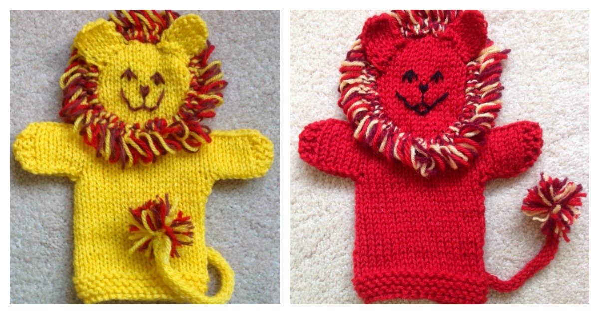 Cute Lion Hand Puppet Free Knitting Pattern