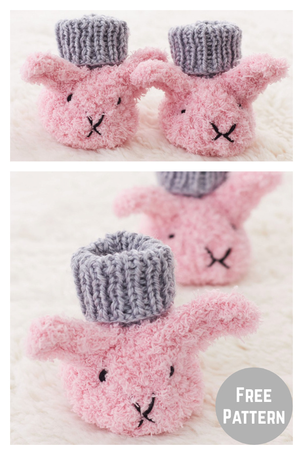 Itty Bitty Fuzzy Wuzzy Bunny Booties Free Knitting Pattern
