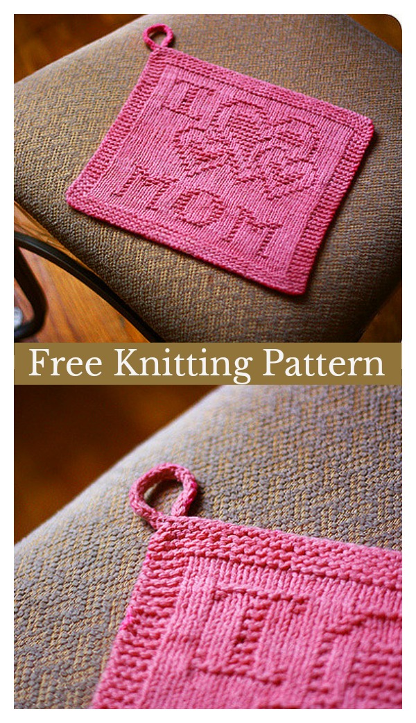 Download Love Mom Washcloth Free Knitting Pattern