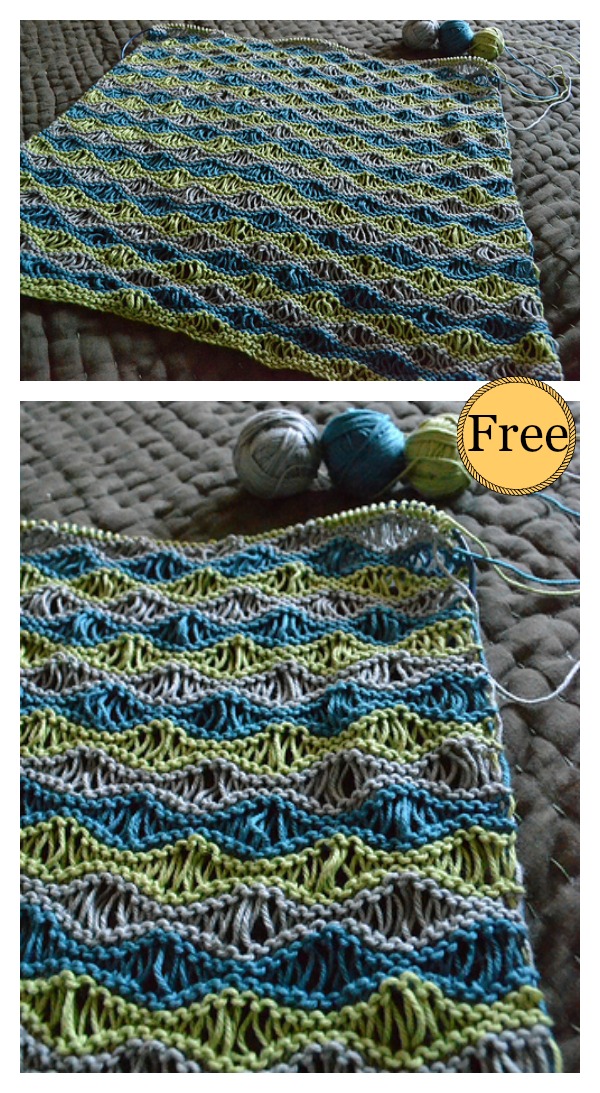 Sea Foam Wave Drop Stitch Baby Blanket Free Knitting Pattern