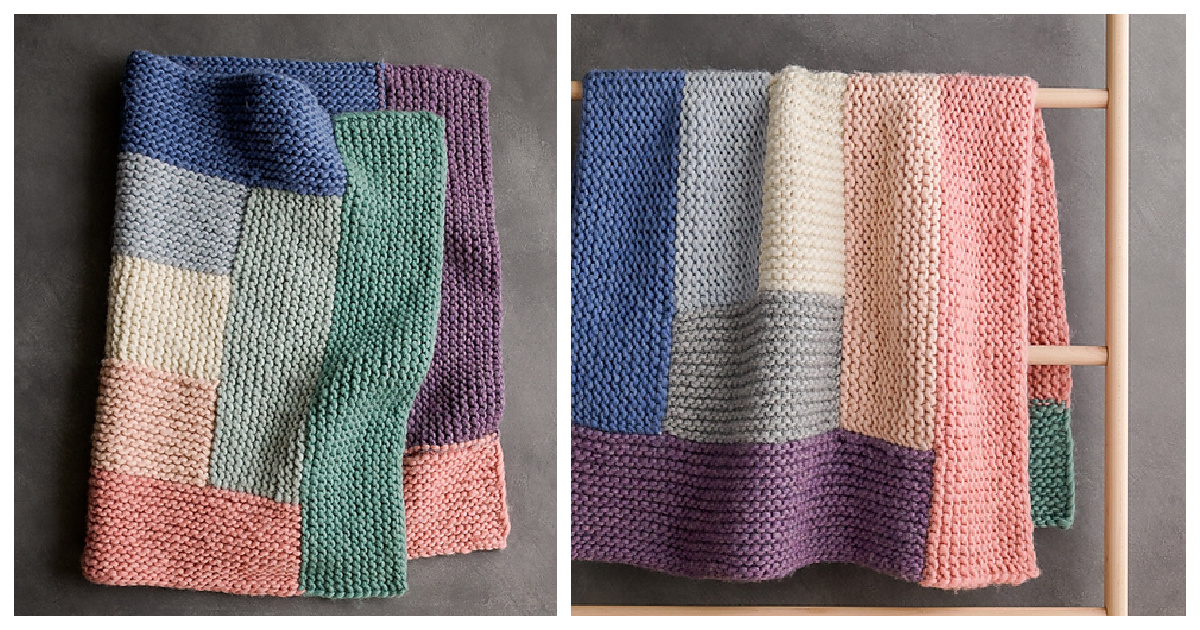 Log Cabin Scrap Blanket Free Knitting Pattern