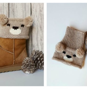 Teddy Bear Boot Toppers Free Knitting Pattern