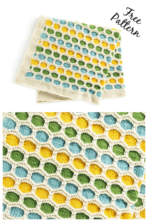 Honeycomb Stripes Baby Blanket Free Knitting Pattern
