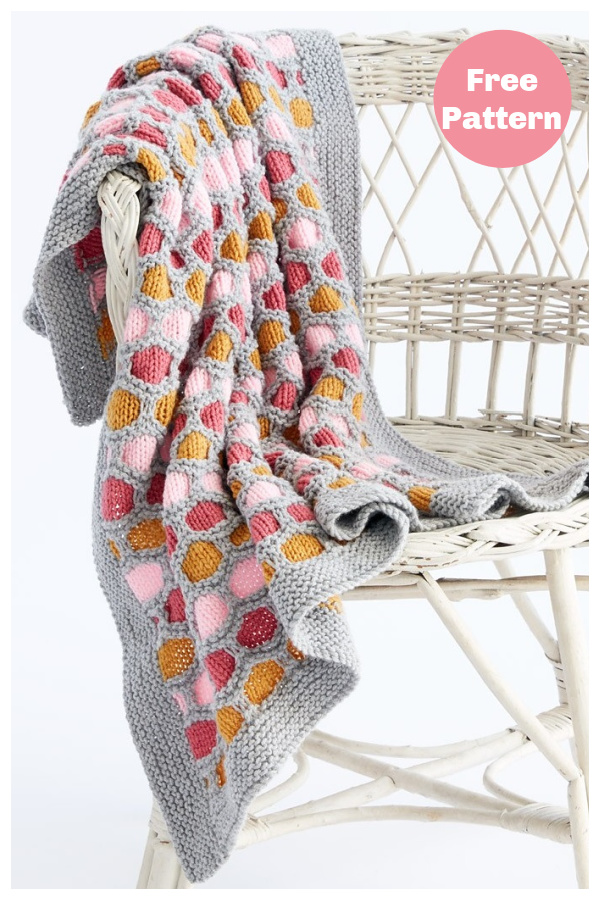 Honeycomb Stripes Blanket Free Knitting Pattern