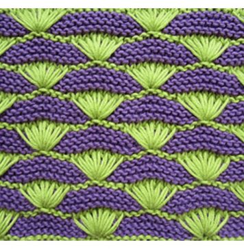 Shells on a Garter-stitch Background Free Knitting Pattern and Video Tutorial