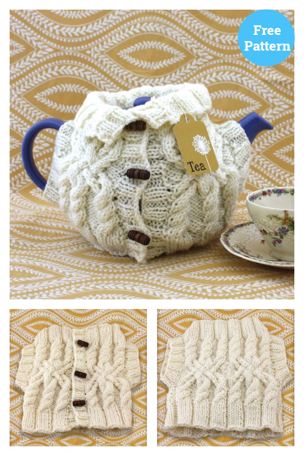 Aran Sweater Tea Cozy Free Knitting Pattern 