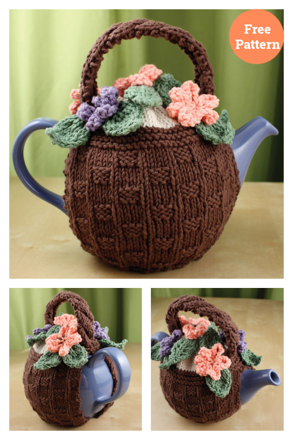 Flower Basket Tea Cozy Free Knitting Pattern