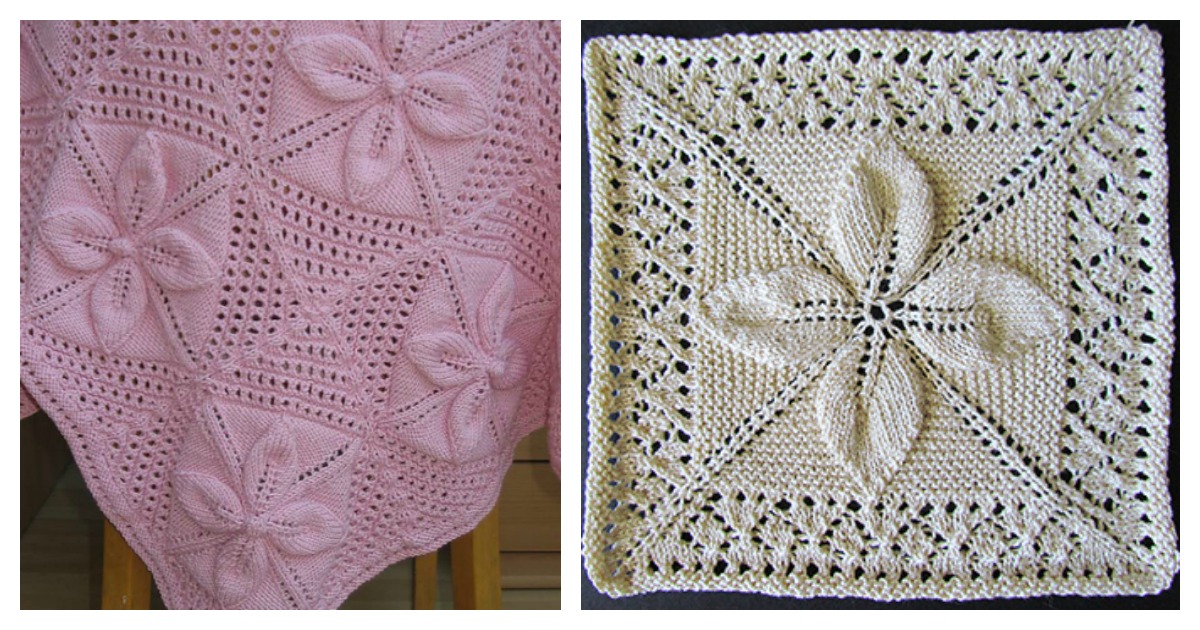 Leaf Motifs Afghan Baby Blanket Free Knitting Pattern