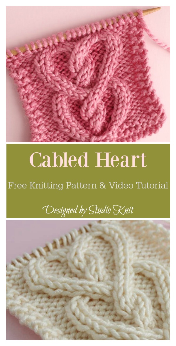 Cabled Heart Free Knitting Pattern and Video Tutorial