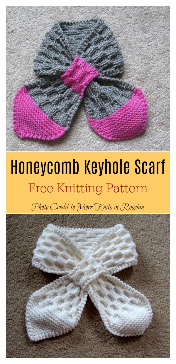 Honeycomb Keyhole Scarf Free Knitting Pattern