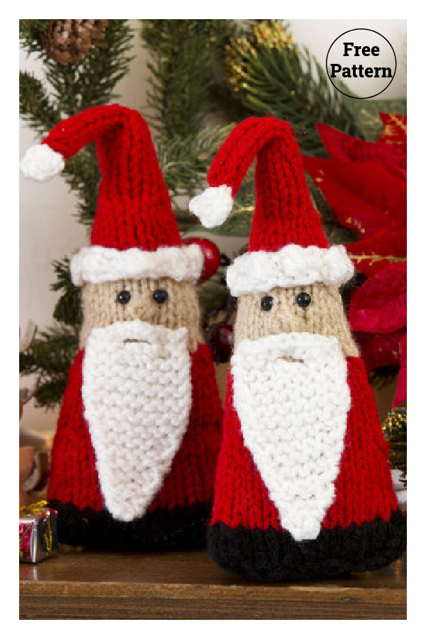 Santa Gnome Ornaments Free Knitting Pattern