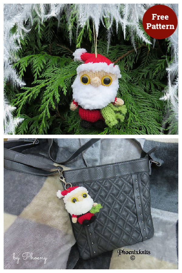 Santa Keyring or Ornament Free Knitting Pattern