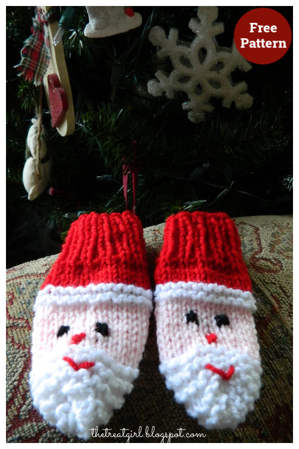 Santa Mittens Free Knitting Pattern