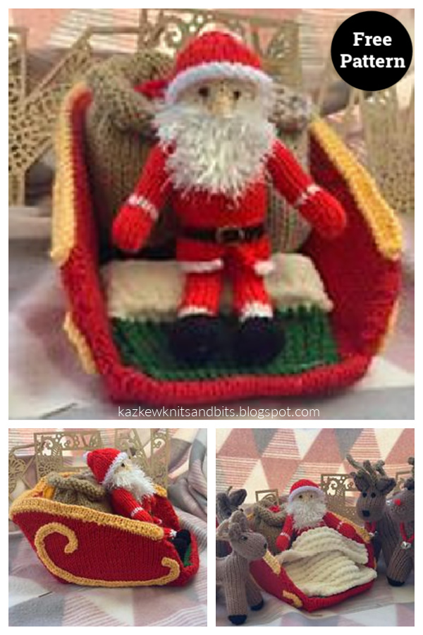 Santa and Sleigh Free Knitting Pattern