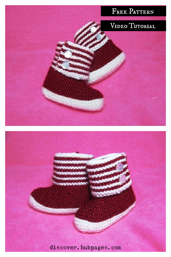 Baby Booties Free Knitting Pattern and Video Tutorial