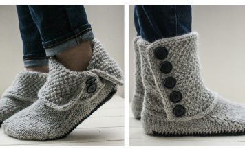 Button Slipper Boots Knitting Pattern