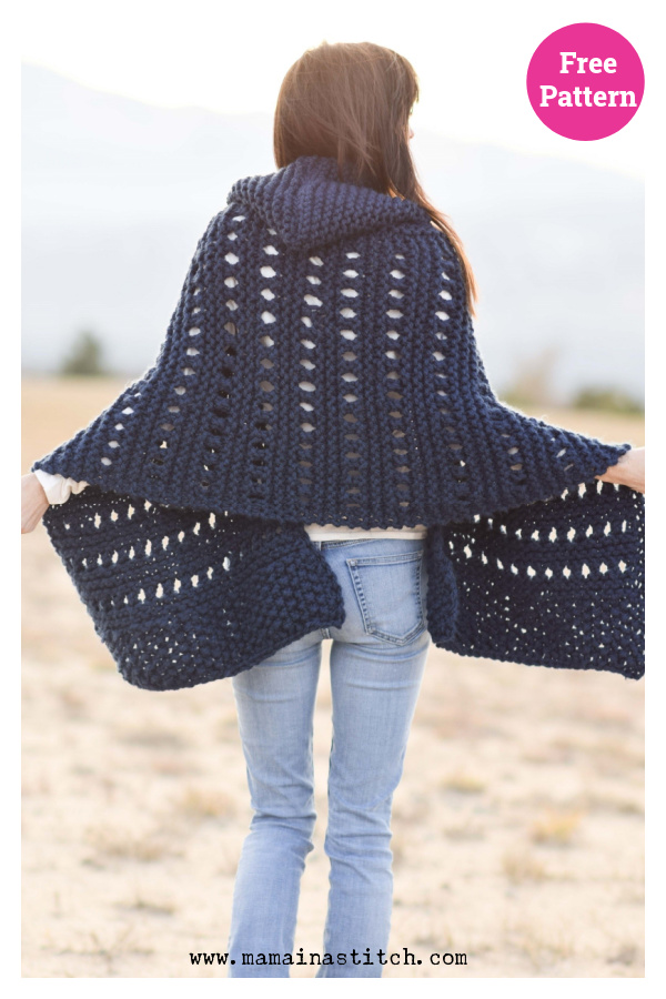 Hooded Wrap Free Knitting Pattern