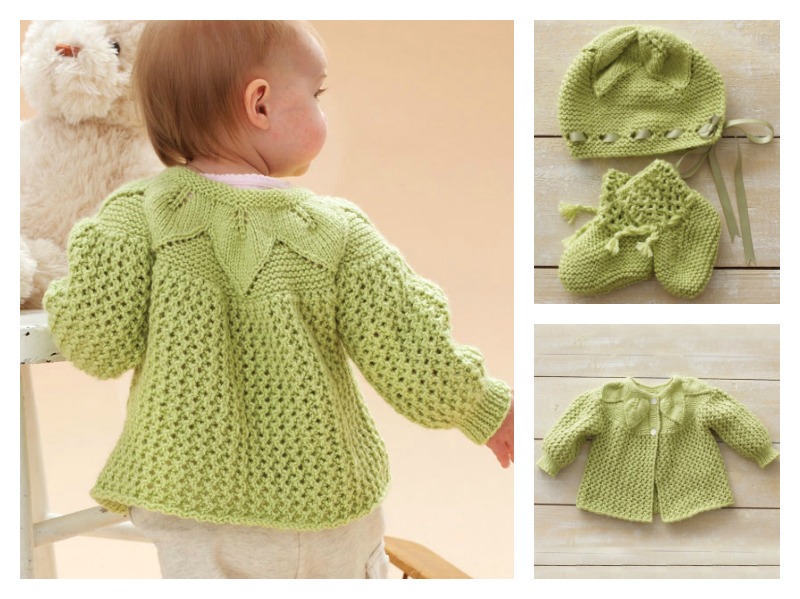 Leaf and Lace Baby Set Free Knitting Pattern