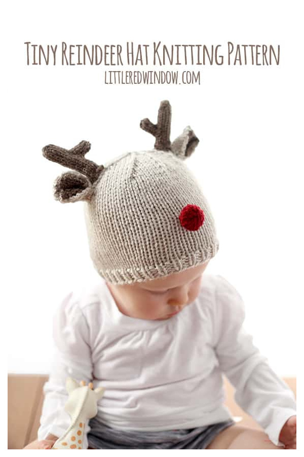 Reindeer Baby Hat Free Knitting Pattern 