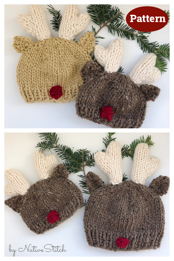 Reindeer Hat Knitting Pattern