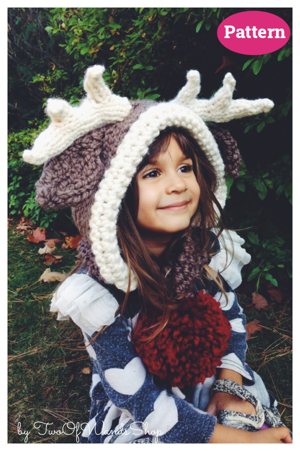 Reindeer Hat Rudolph Hood Cowl Knitting Pattern