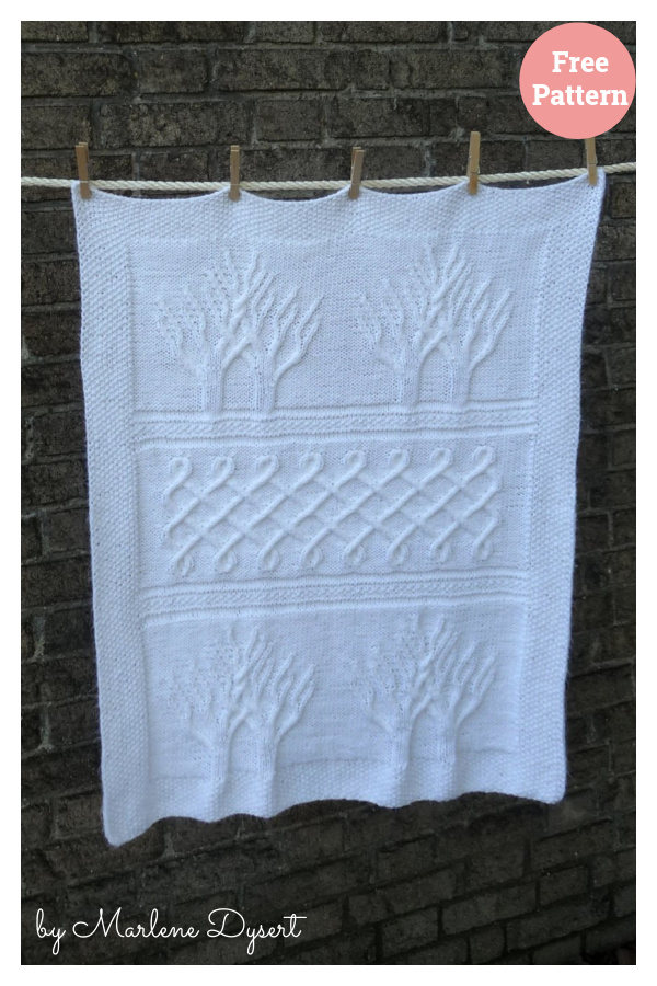 Traveling Double Diamonds Tree of Life Baby Throw Free Knitting Pattern